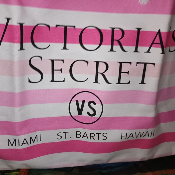 Victoria's Secret maima st barts Hawaii pink white stripe bag w flip flops - Picture 5 of 8